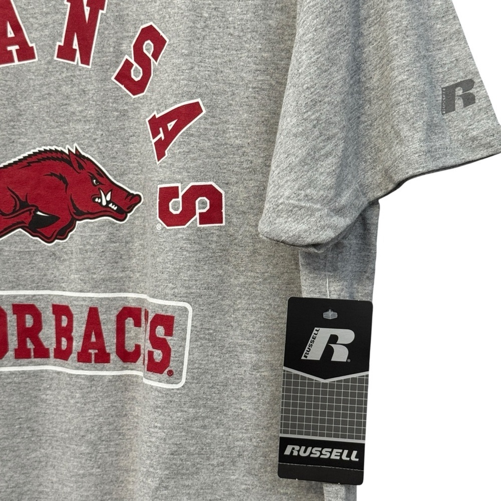 Russell Arkansas Razorbacks T-Shirt Men’s Large Gray NCAA Tee NWT - Picture 2 of 8